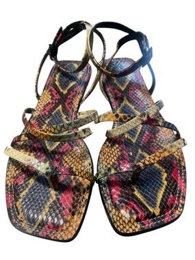 Naturalizer 27 Edit Zaley NWOT multicolor snake print leather ankle strap sandal